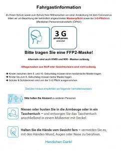 Info zu Maskenpflicht und 3G in Bus und Bahn